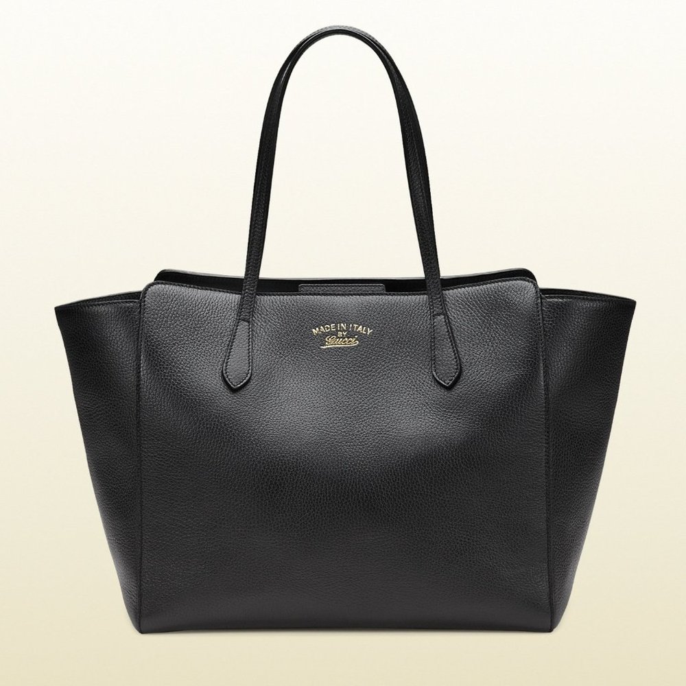 Gucci Swing Tote - Black Pebble Leather - Medium